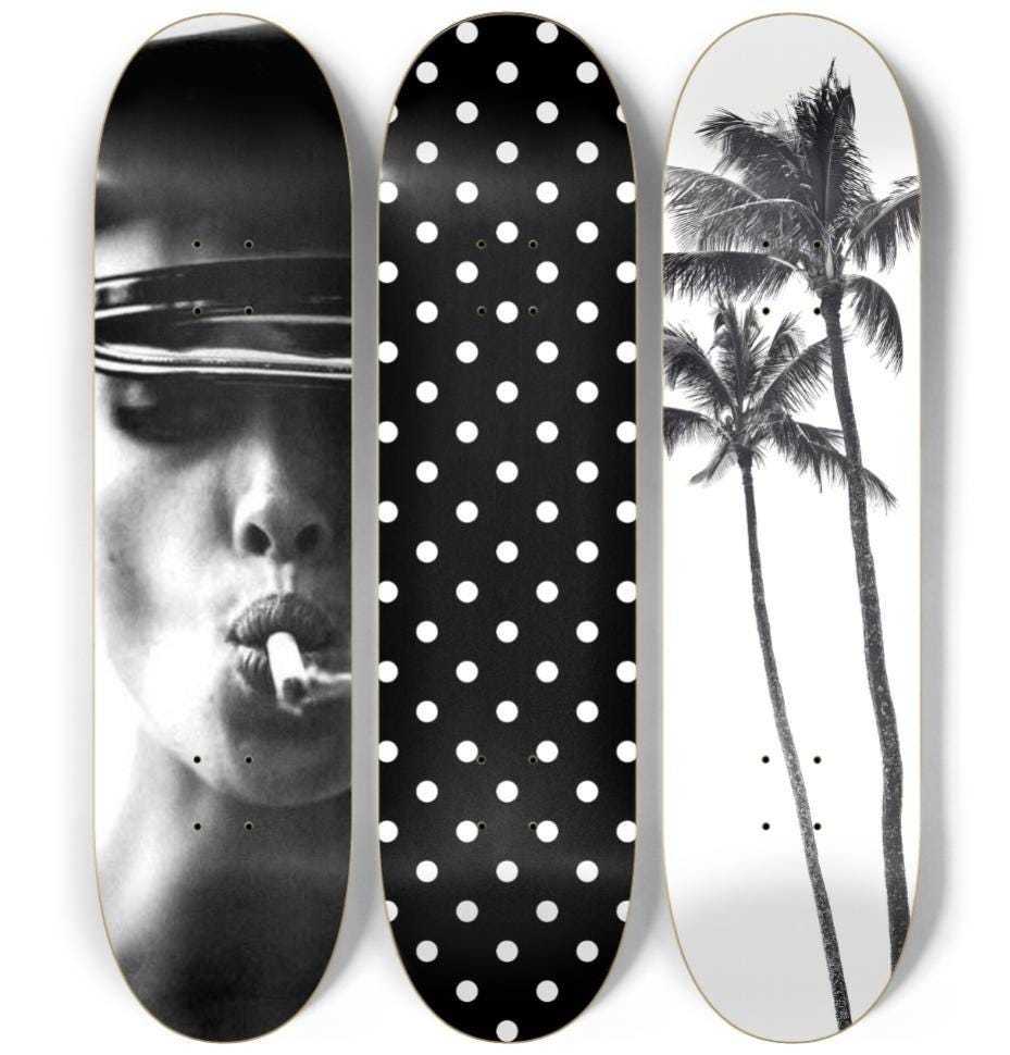 Skateboard Wall Art Set, 3-Piece Skateboard Deck Art, Aesthetic Room Decor, Modern Wall Art, Teen Bedroom Decor, Skater Gift, Gift for Her
