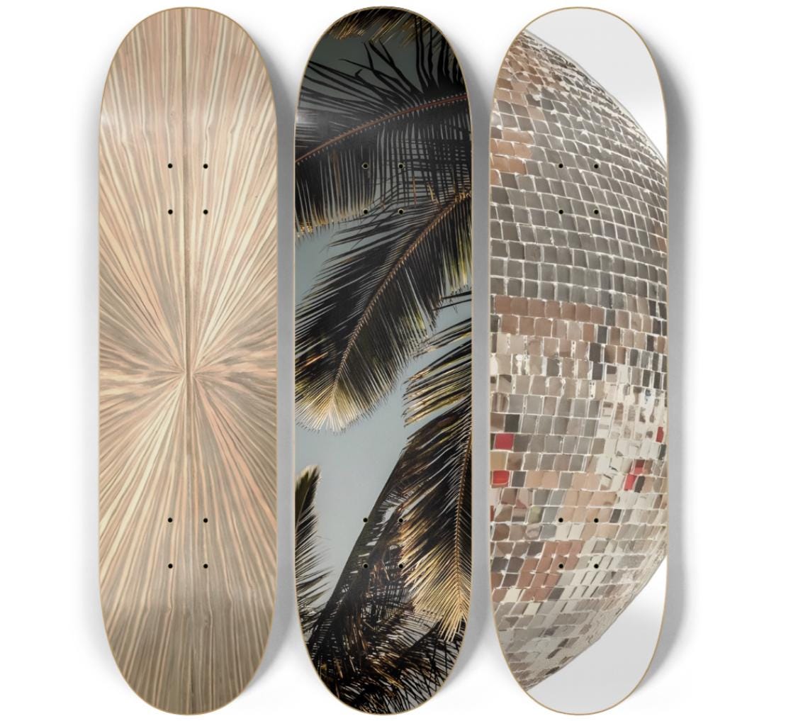 Skateboard Wall Art Set, 3-Piece Skateboard Deck Art, Aesthetic Room Decor, Modern Wall Art, Teen Bedroom Decor, Dorm Room, Apartment Decor