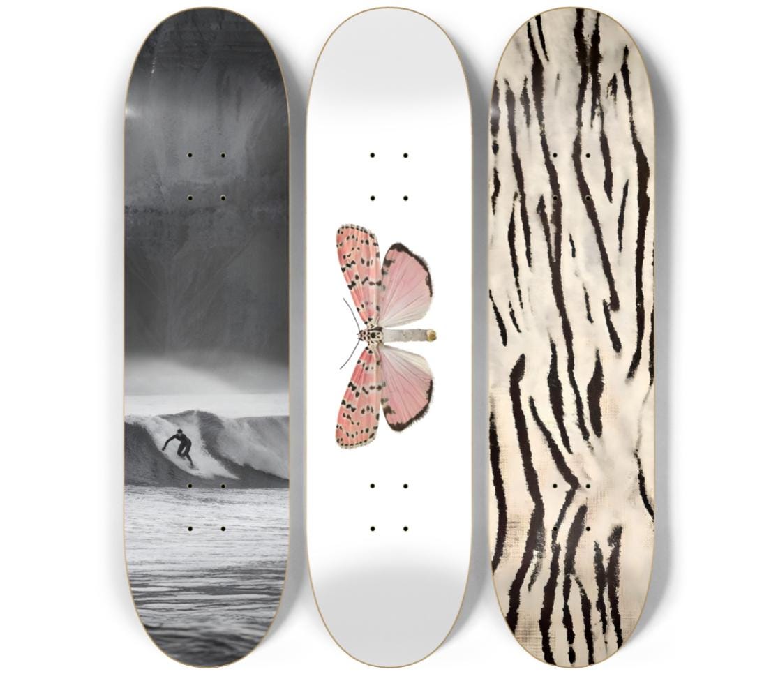 Skateboard Wall Art Set, 3-Piece Skateboard Deck Art, Coastal Room Decor, Modern Wall Art, Teen Bedroom Decor, Dorm Room, Apartment Decor