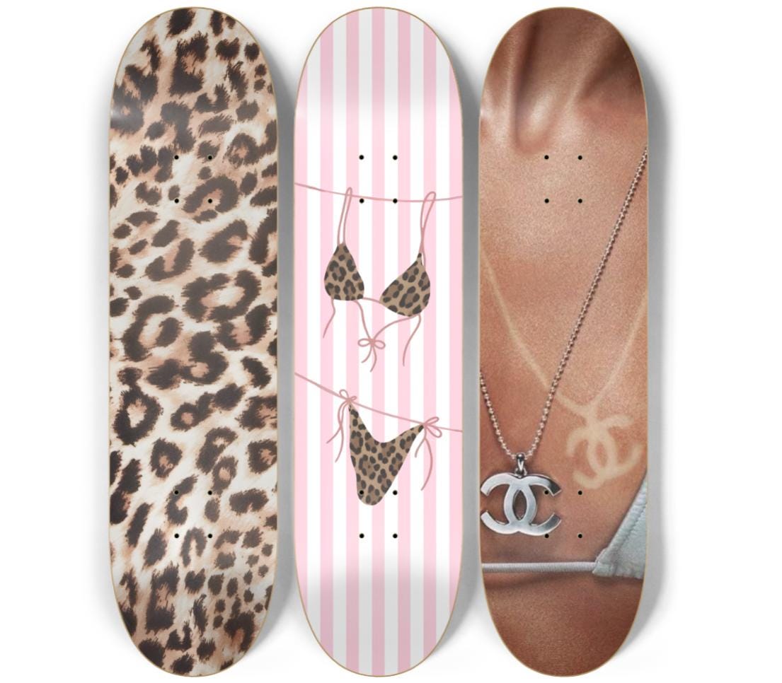 Skateboard Wall Art Set, 3-Piece Skateboard Deck Art, Aesthetic Room Decor, Modern Wall Art, Teen Bedroom Decor, Apartment Decor