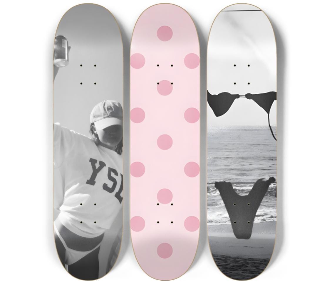 Skateboard Wall Art Set, 3-Piece Skateboard Deck Art, Aesthetic Room Decor, Modern Wall Art, Teen Bedroom Decor, Apartment Decor