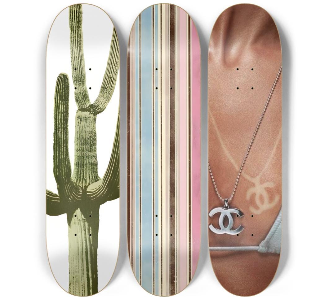 Skateboard Wall Art Set, 3-Piece Skateboard Deck Art, Aesthetic Room Decor, Modern Wall Art, Teen Bedroom Decor, Skater Gift