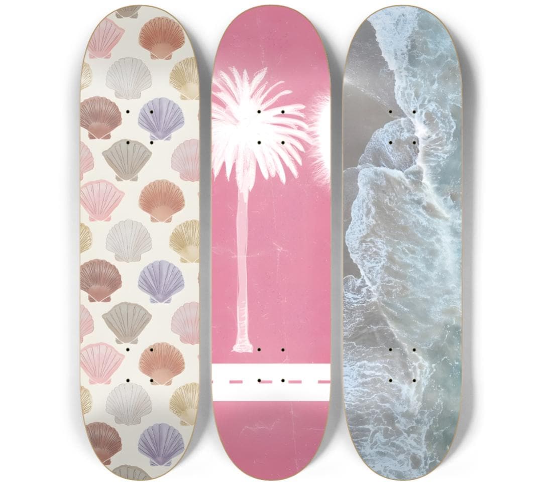 Skateboard Wall Art Set, 3-Piece Skateboard Deck Art, Aesthetic Room Decor, Modern Wall Art, Teen Bedroom Decor, Dorm Room, Apartment Decor