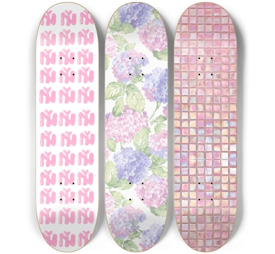 Skateboard Wall Art Set, 3-Piece Skateboard Deck Art, Aesthetic Room Decor, Modern Wall Art, Teen Bedroom Decor, Dorm Room, Apartment Decor