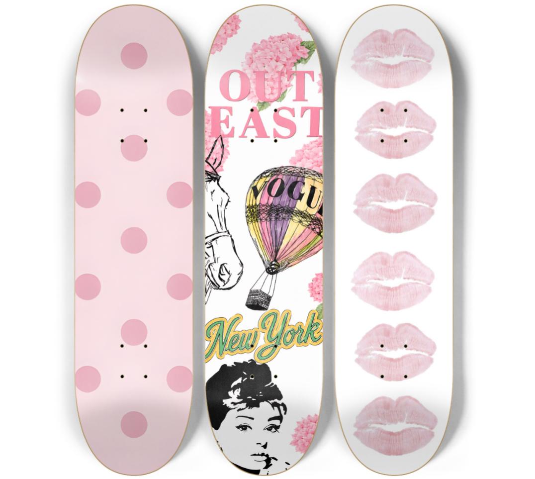 Skateboard Wall Art Set, 3-Piece Skateboard Deck Art, Aesthetic Room Decor, Modern Wall Art, Teen Bedroom Decor, Dorm Room, Apartment Decor