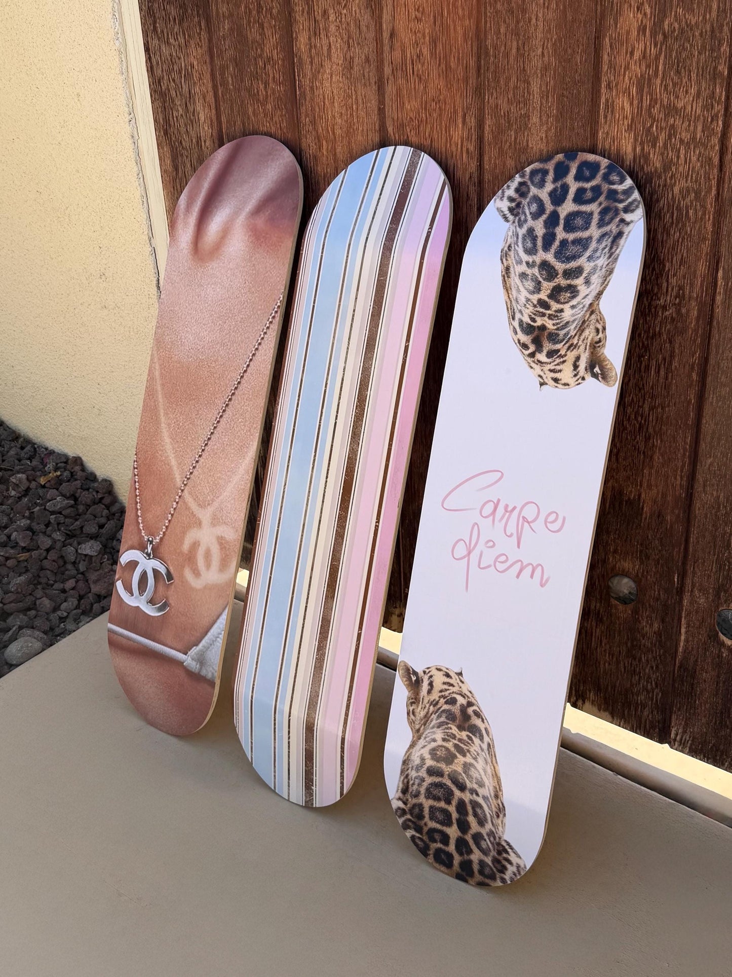 Skateboard Wall Art Set, 3-Piece Skateboard Deck Art, Pink Room Decor, Modern Wall Art, Teen Bedroom Decor, Dorm Room, Apartment Decor