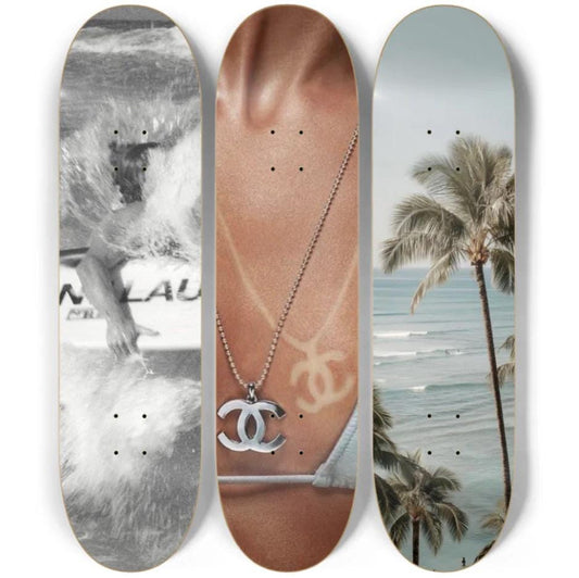 Skateboard Wall Art Set, 3-Piece Skateboard Deck Art, Aesthetic Room Decor, Modern Wall Art, Teen Bedroom Decor, Skater Gift