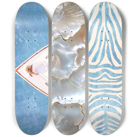 Coastal Blues Skateboard Deck Wall Art Set
