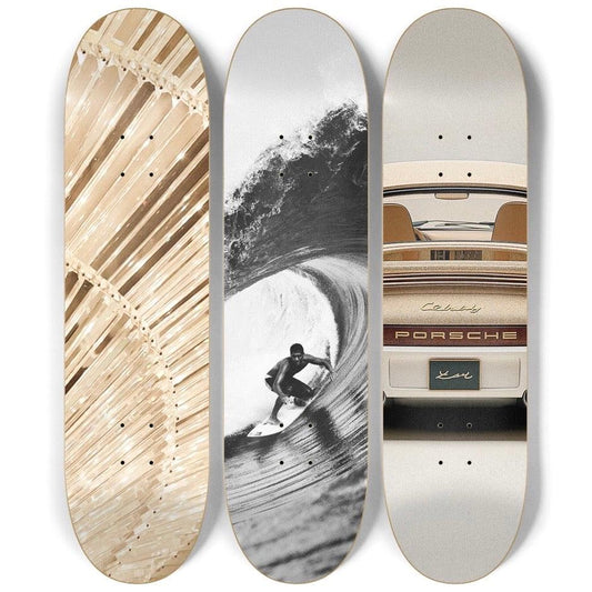 Golden Surf Skateboard Deck Wall Art Set