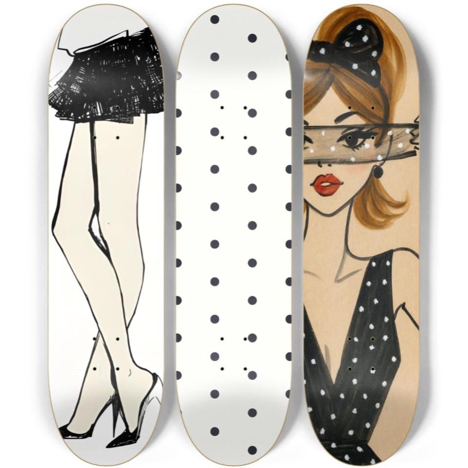 Skateboard Wall Art Set, 3-Piece Skateboard Deck Art, Aesthetic Room Decor, Modern Wall Art, Teen Bedroom Decor, Skater Gift