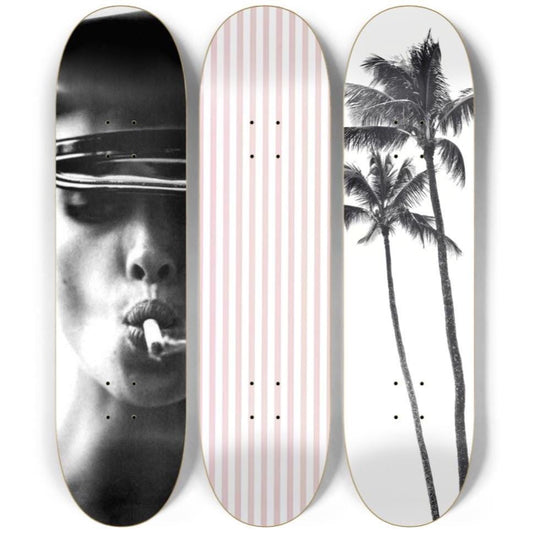 Skateboard Wall Art Set, 3-Piece Skateboard Deck Art, Aesthetic Room Decor, Modern Wall Art, Teen Bedroom Decor, Skater Gift