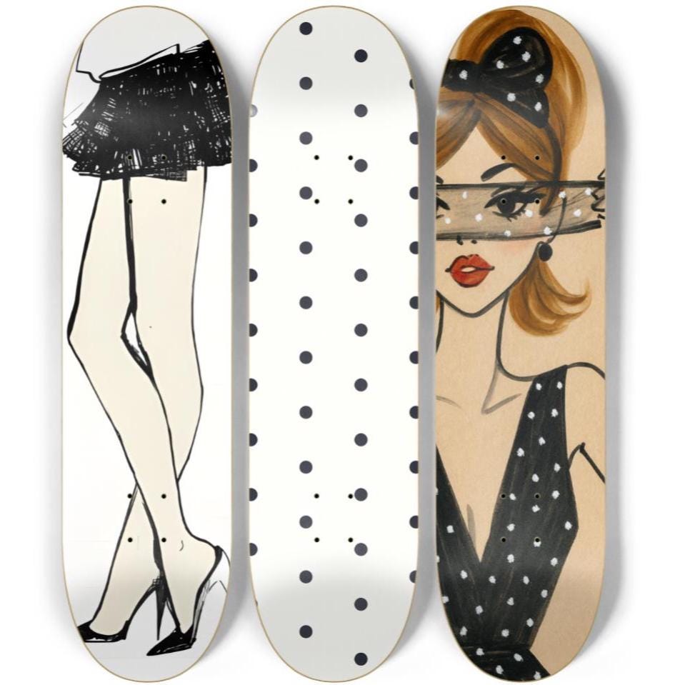 Skateboard Wall Art Set, 3-Piece Skateboard Deck Art, Aesthetic Room Decor, Modern Wall Art, Teen Bedroom Decor, Skater Gift