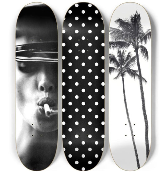 Skateboard Wall Art Set, 3-Piece Skateboard Deck Art, Aesthetic Room Decor, Modern Wall Art, Teen Bedroom Decor, Skater Gift, Gift for Her