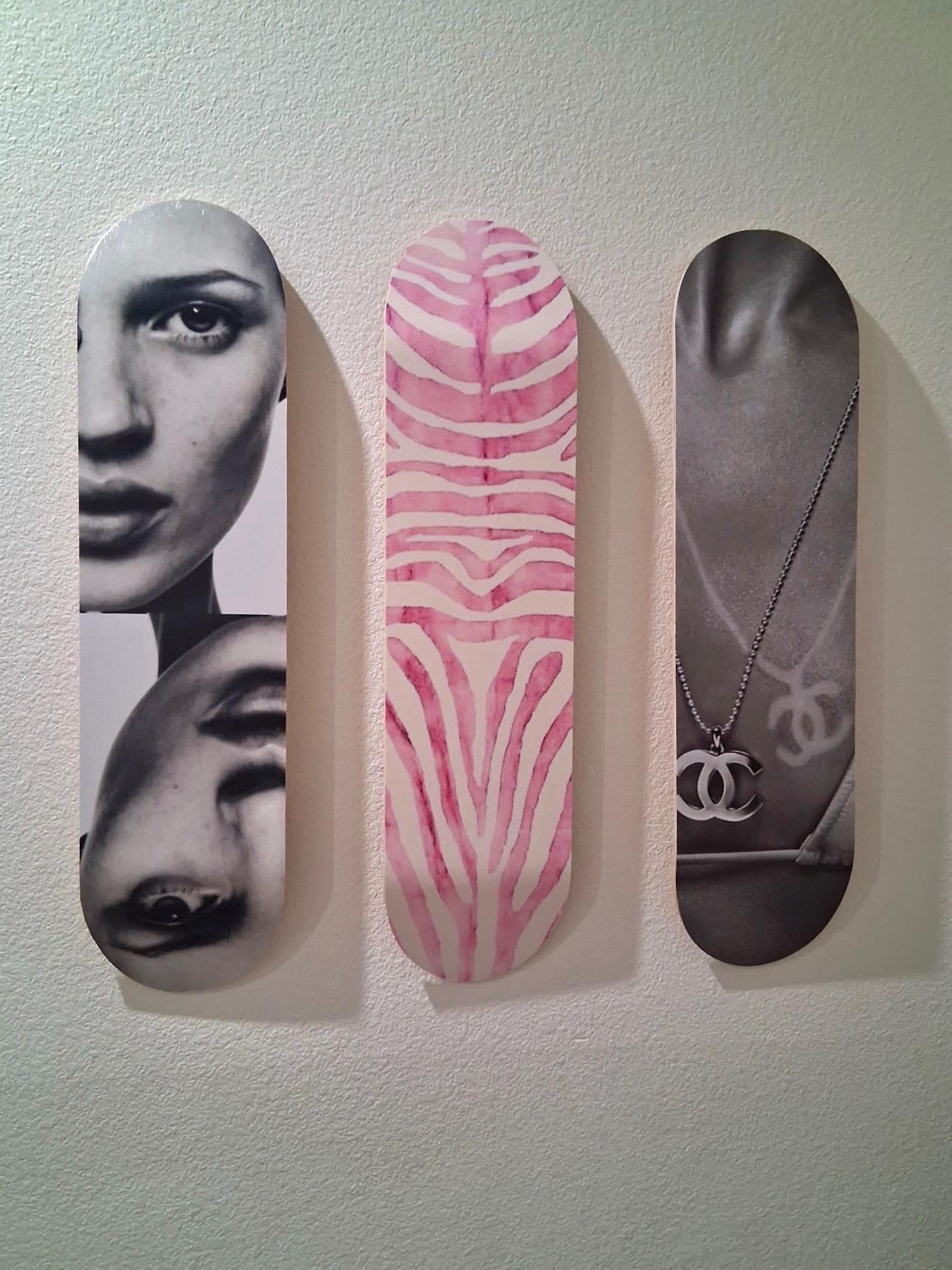 Skateboard Wall Art Set, 3-Piece Skateboard Deck Art, Aesthetic Room Decor, Modern Wall Art, Teen Bedroom Decor, Skater Gift