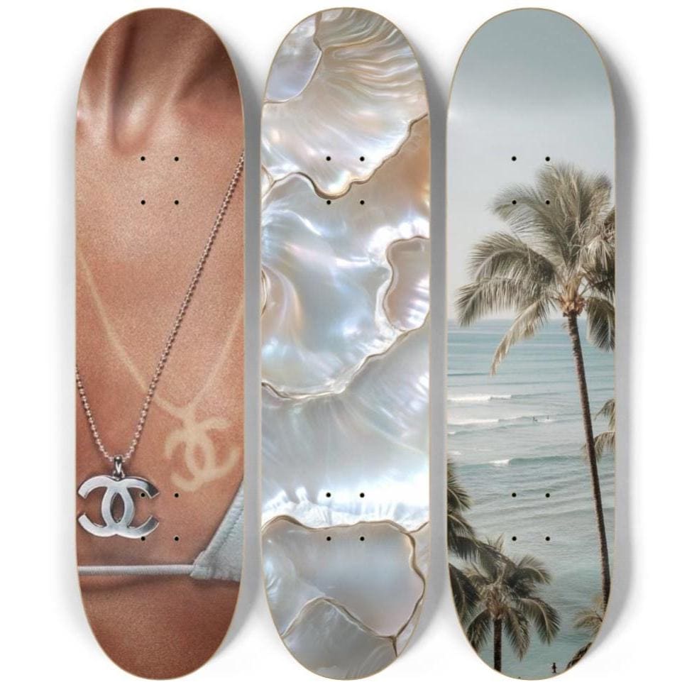 Skateboard Wall Art Set, 3-Piece Skateboard Deck Art, Aesthetic Room Decor, Modern Wall Art, Teen Bedroom Decor, Skater Gift