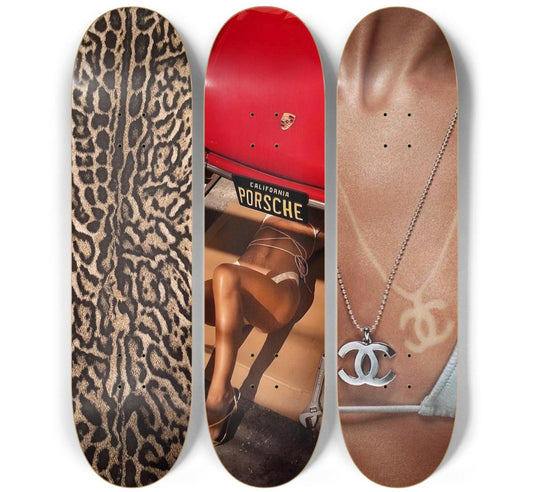 Wild Ride Red Skateboard Deck Wall Art Set