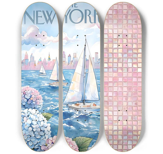 Skateboard Wall Art Set, 3-Piece Skateboard Deck Art, Aesthetic Room Decor, Modern Wall Art, Teen Bedroom Decor, Skater Gift