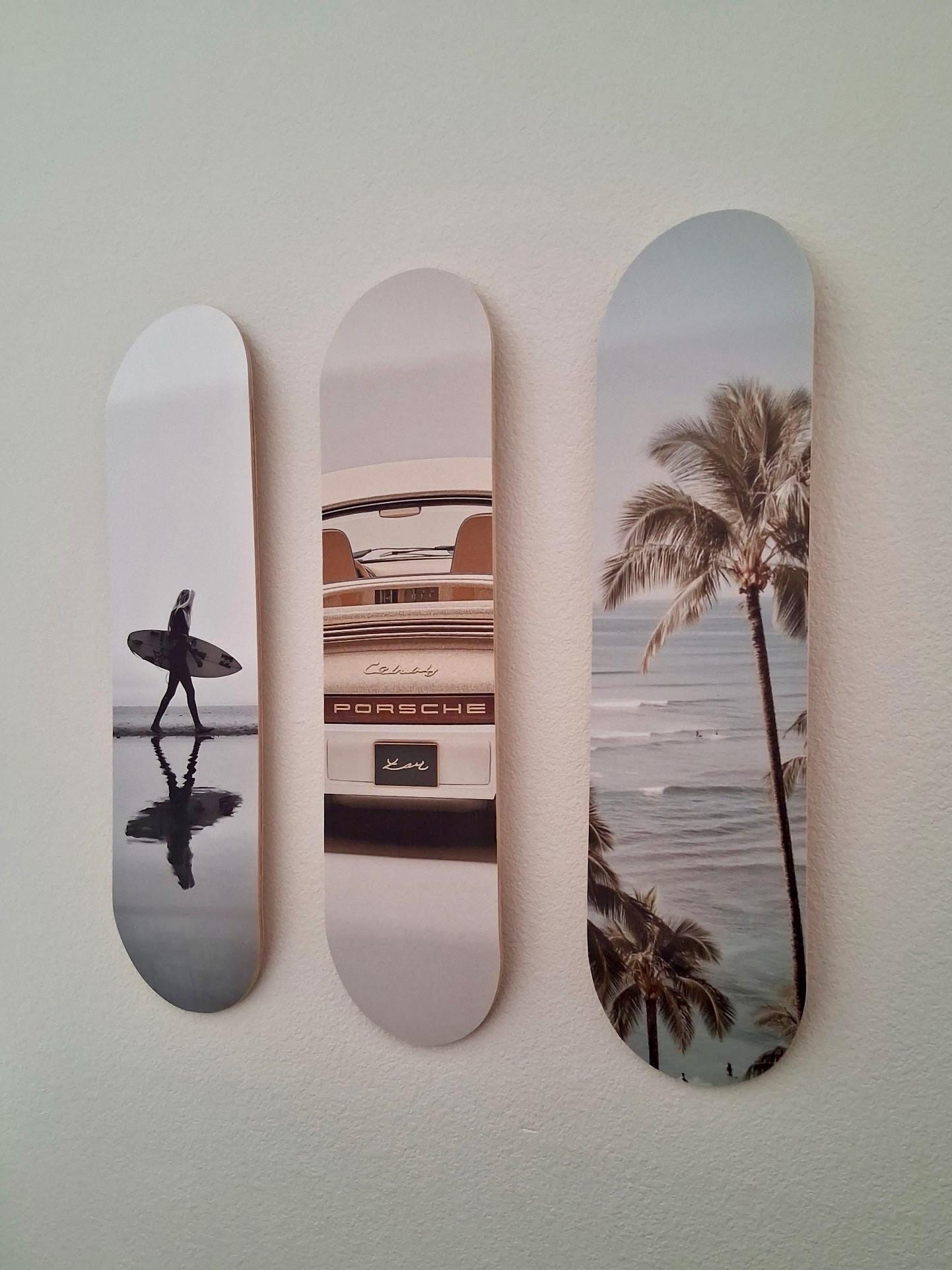 Skateboard Wall Art Set, 3-Piece Skateboard Deck Art, Aesthetic Room Decor, Modern Wall Art, Teen Bedroom Decor, Skater Gift