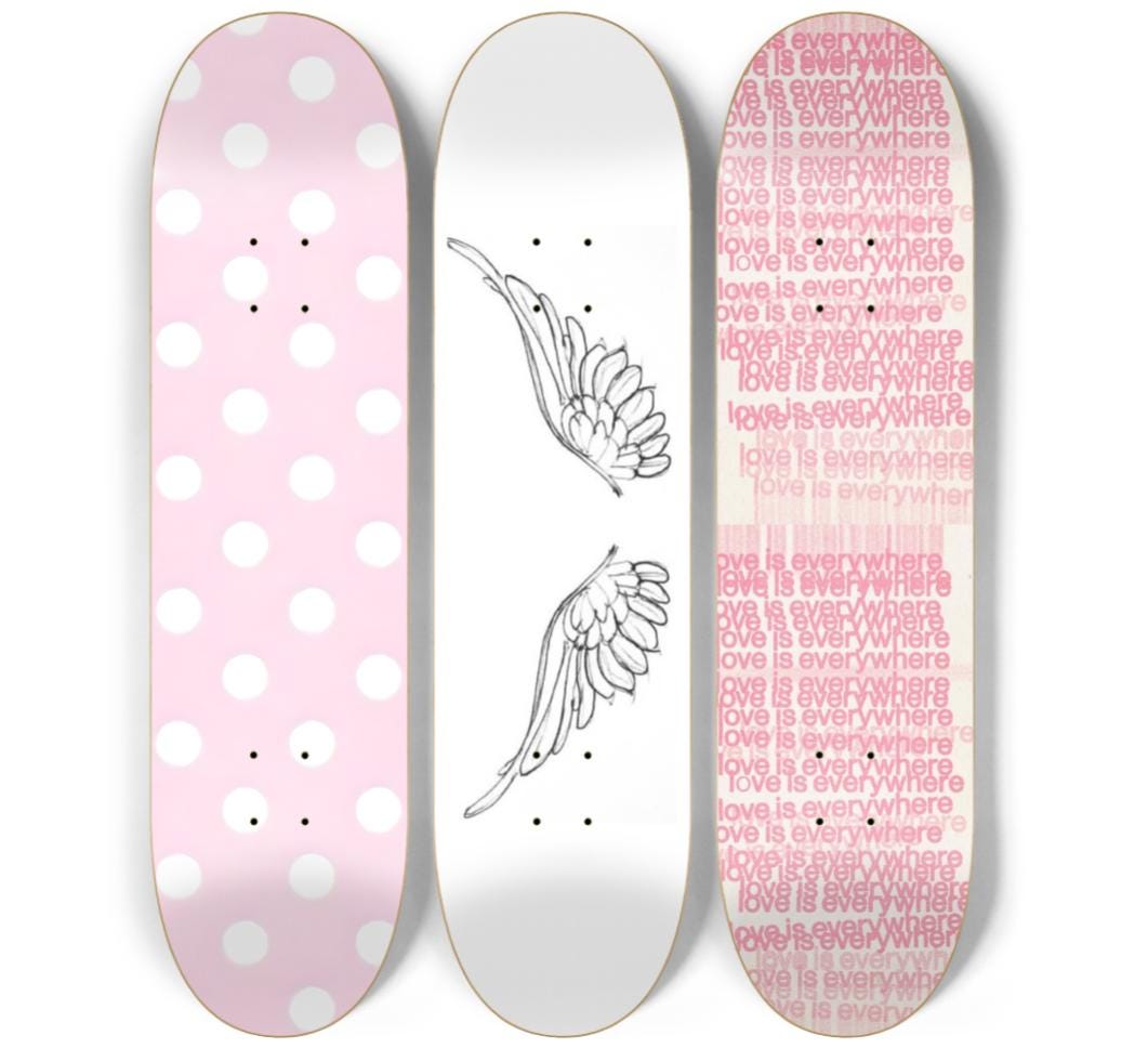 Skateboard Wall Art Set, 3-Piece Skateboard Deck Art, Aesthetic Room Decor, Modern Wall Art, Teen Bedroom Decor, Skater Gift