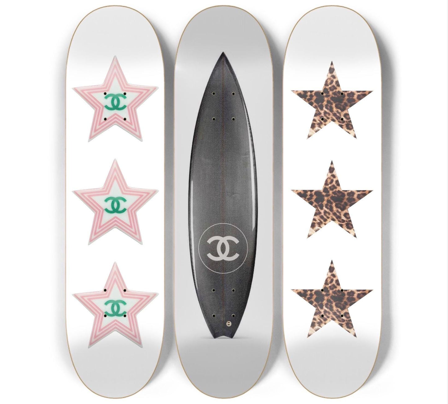 Skateboard Wall Art Set, 3-Piece Skateboard Deck Art, Aesthetic Room Decor, Modern Wall Art, Teen Bedroom Decor, Skater Gift