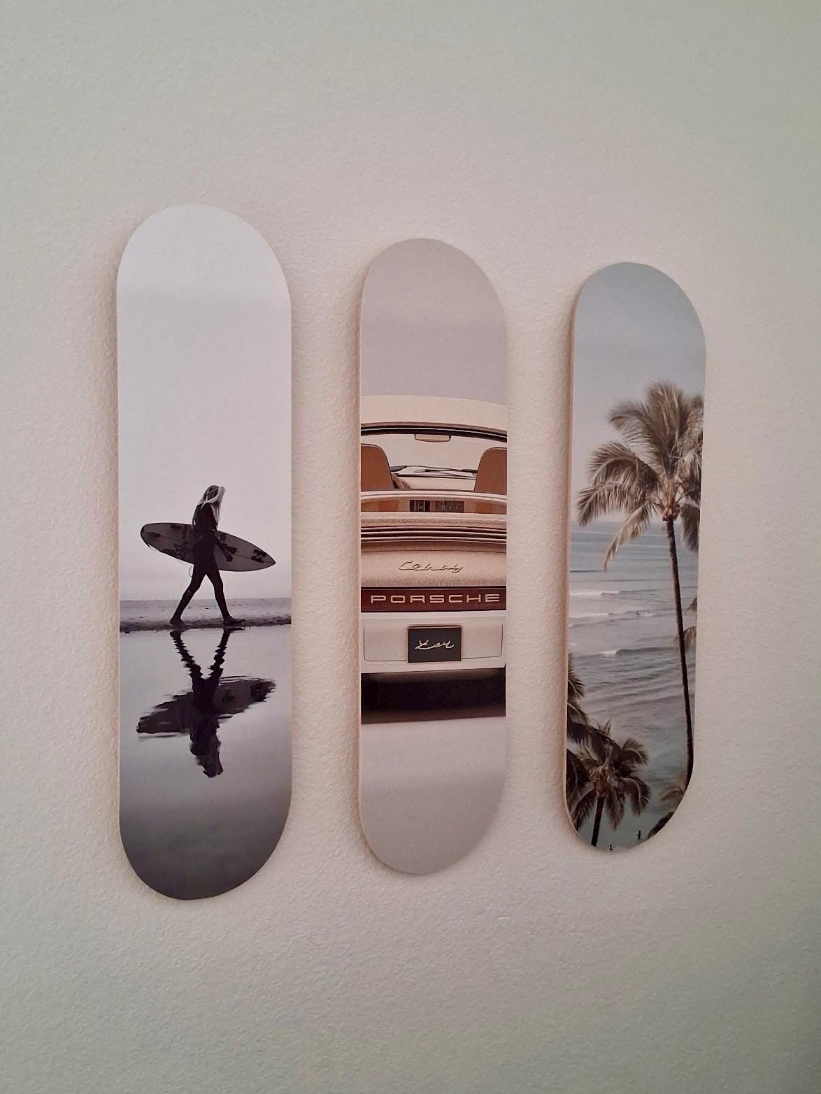 Skateboard Wall Art Set, 3-Piece Skateboard Deck Art, Aesthetic Room Decor, Modern Wall Art, Teen Bedroom Decor, Skater Gift
