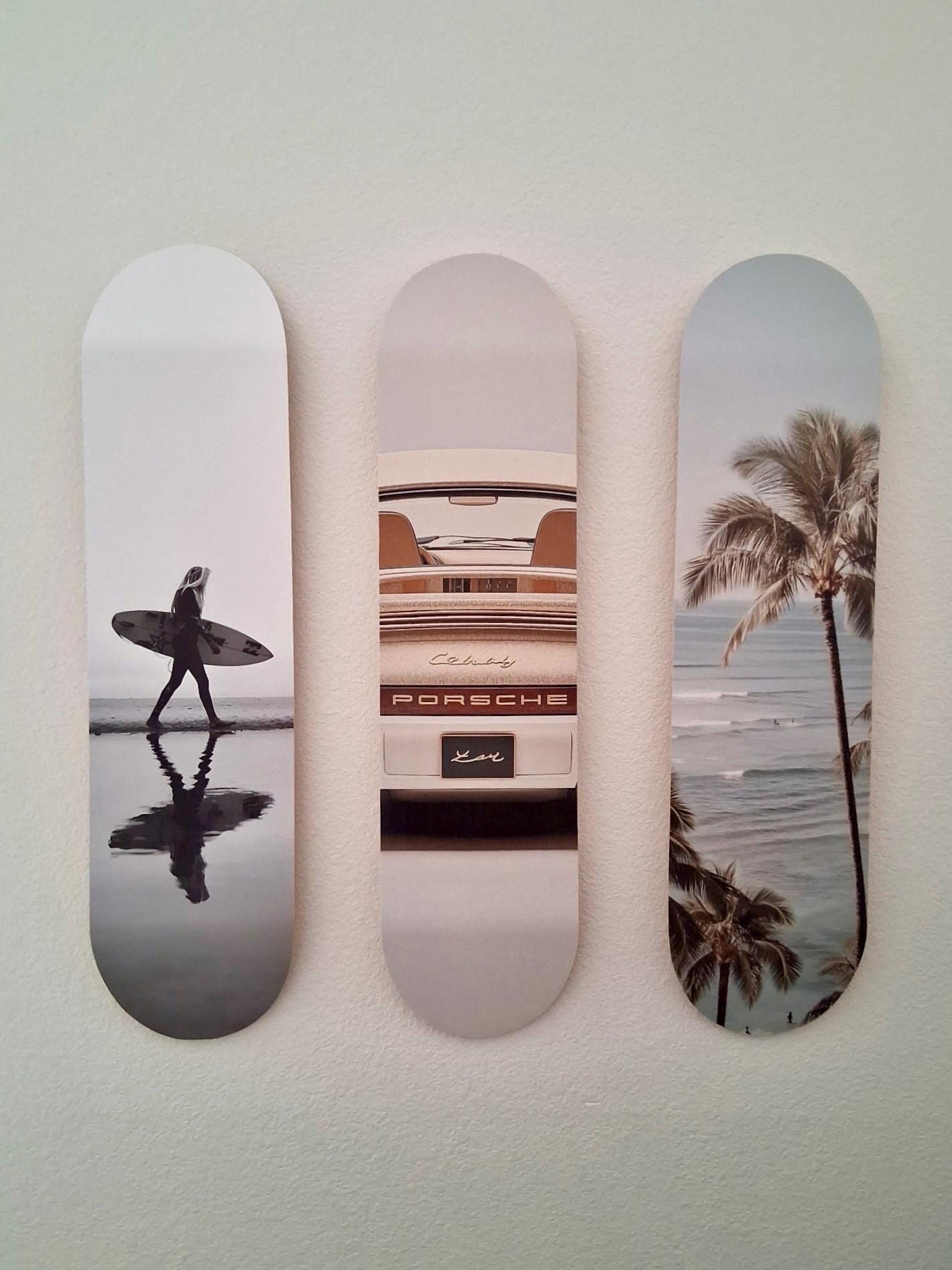 Skateboard Wall Art Set, 3-Piece Skateboard Deck Art, Aesthetic Room Decor, Modern Wall Art, Teen Bedroom Decor, Skater Gift
