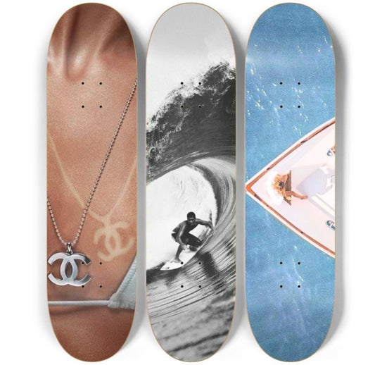Skateboard Wall Art Set, 3-Piece Skateboard Deck Art, Aesthetic Room Decor, Modern Wall Art, Teen Bedroom Decor, Skater Gift