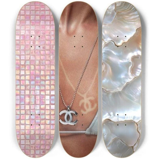 Pink Pearls Skateboard Deck Wall Art Set