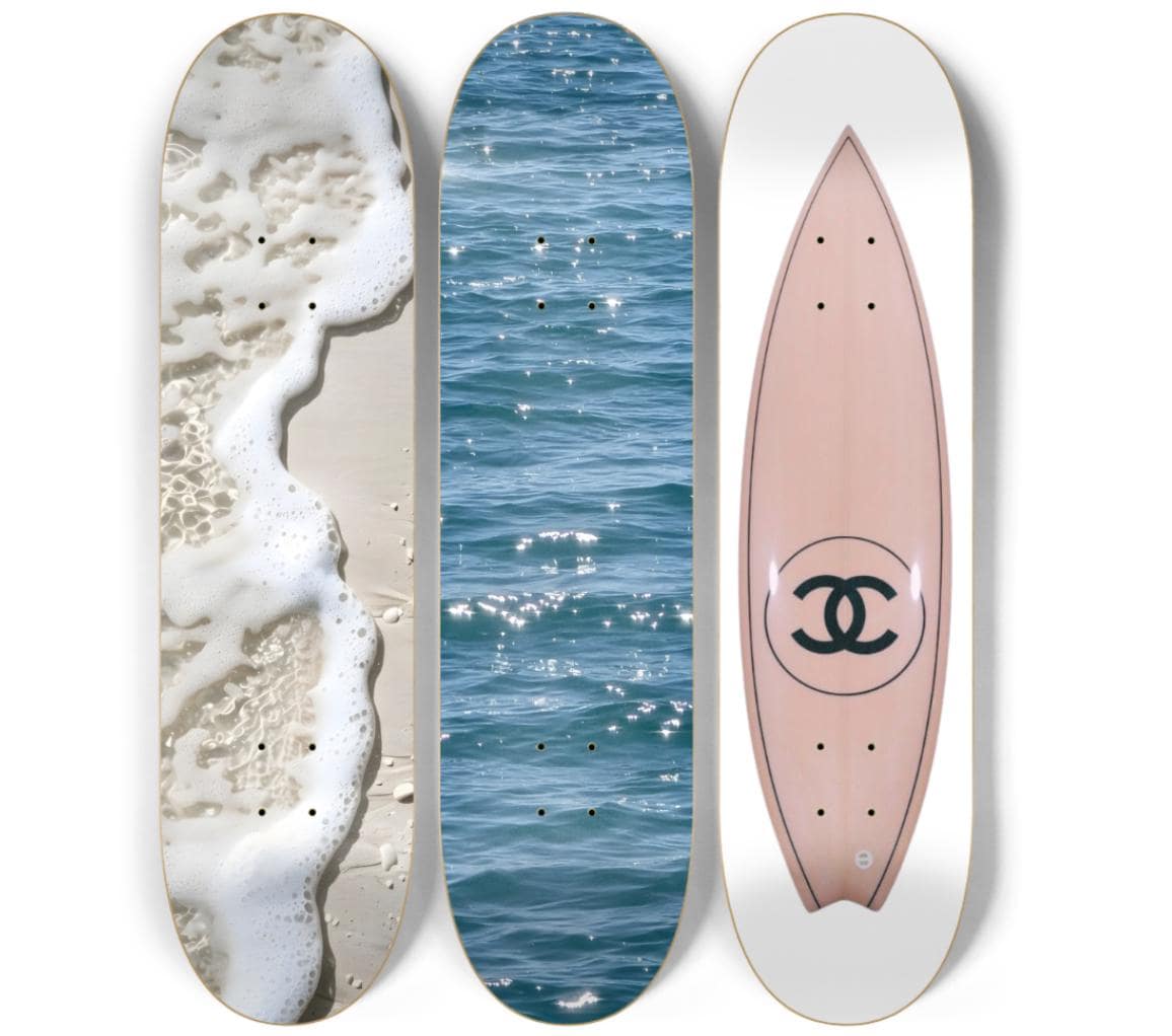 Skateboard Wall Art Set, 3-Piece Skateboard Deck Art, Coastal Room Decor, Modern Wall Art, Teen Bedroom Decor, Dorm Room, Apartment Decor