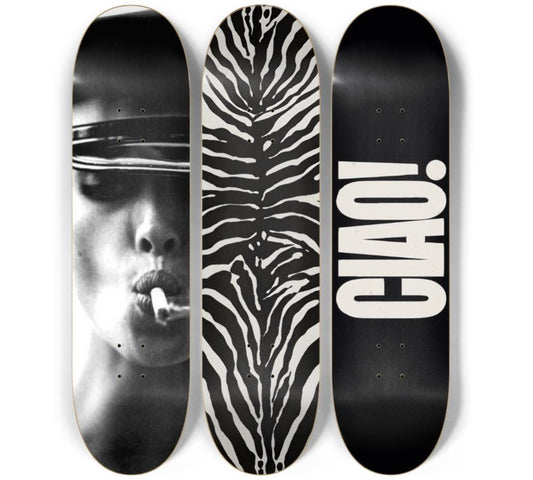 Ciao B&W Skateboard Deck Wall Art Set