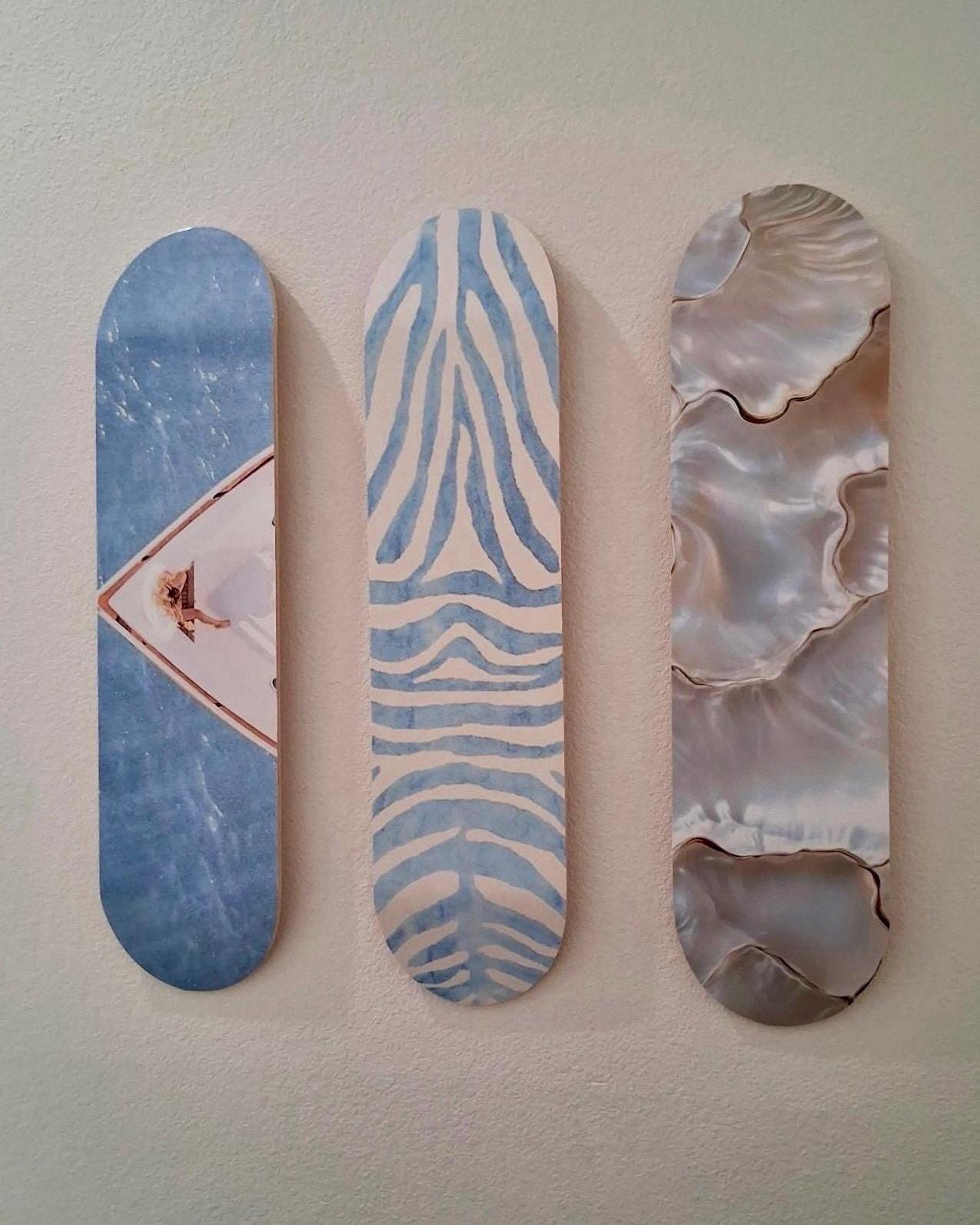 Skateboard Wall Art Set, 3-Piece Skateboard Deck Art, Aesthetic Room Decor, Modern Wall Art, Teen Bedroom Decor, Skater Gift