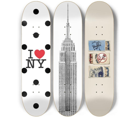 Skateboard Wall Art Set, 3-Piece Skateboard Deck Art, Aesthetic Room Decor, Modern Wall Art, Teen Bedroom Decor, Skater Gift