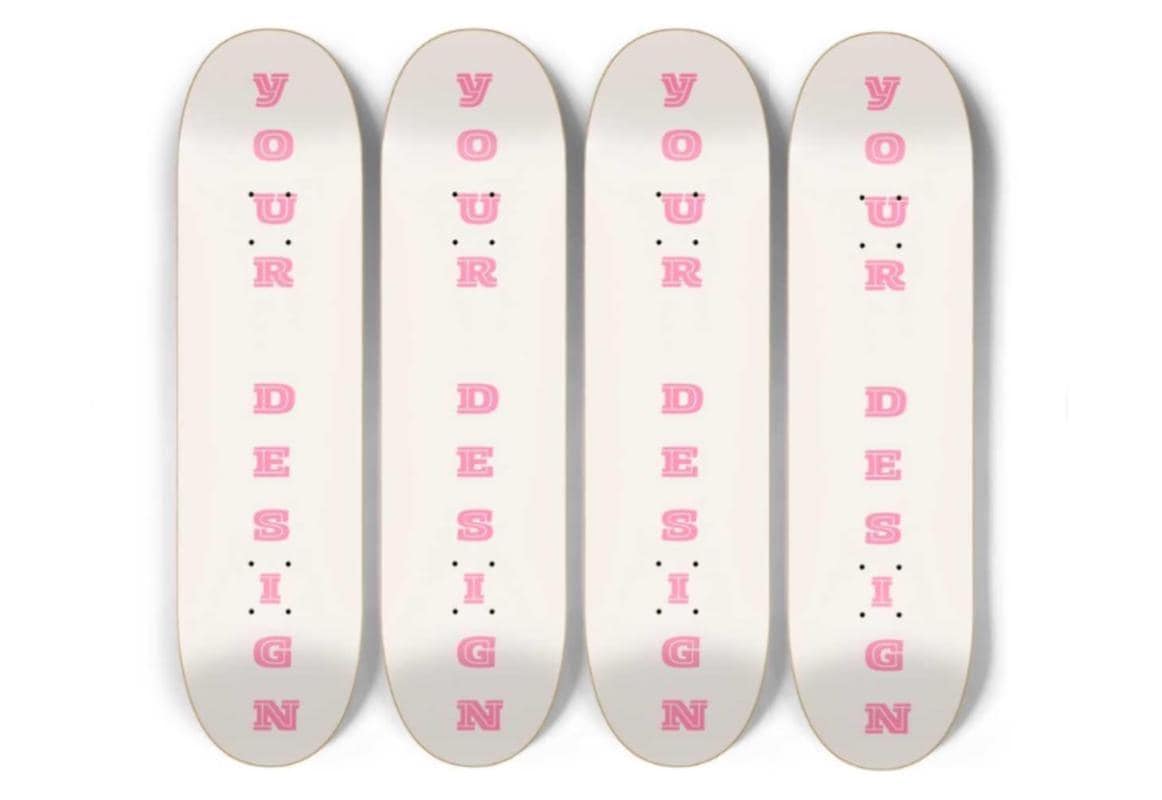 Set of 4 Skateboard Wall Art | Pink Aesthetic Dorm Room Decor for Girls | Trendy Bedroom Wall Boards | College Apartment Decor | Custom Art