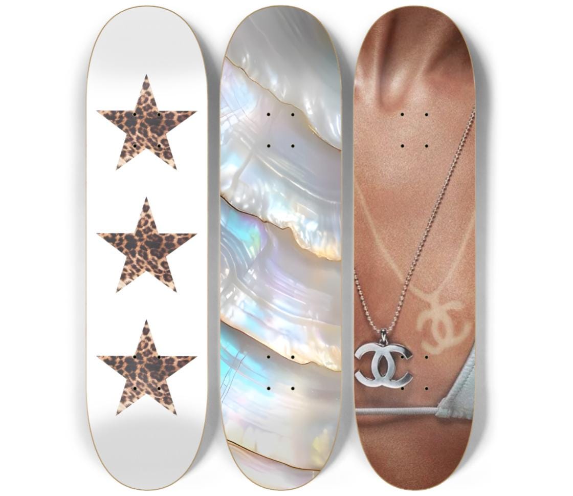 Skateboard Wall Art Set, 3-Piece Skateboard Deck Art, Aesthetic Room Decor, Modern Wall Art, Teen Bedroom Decor, Skater Gift