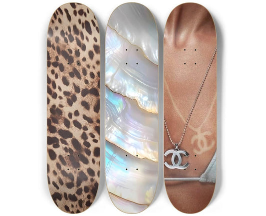 Skateboard Wall Art Set, 3-Piece Skateboard Deck Art, Aesthetic Room Decor, Modern Wall Art, Teen Bedroom Decor, Skater Gift