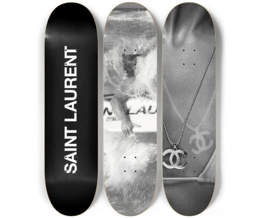 B&W Surf Skateboard Deck Wall Art Set