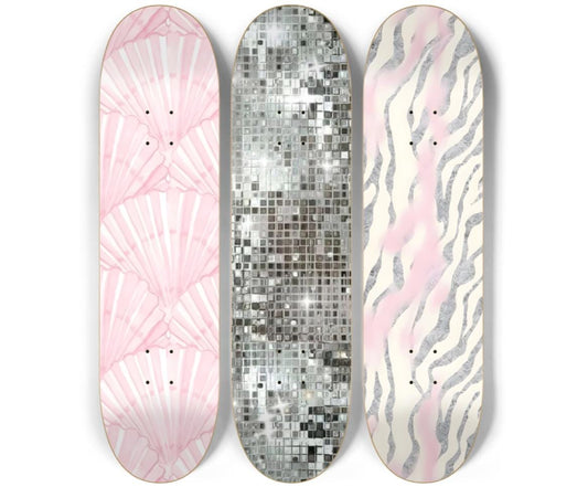 Skateboard Wall Art Set, 3-Piece Skateboard Deck Art, Coastal Room Decor, Modern Wall Art, Teen Bedroom Decor, Dorm Room, Apartment Decor