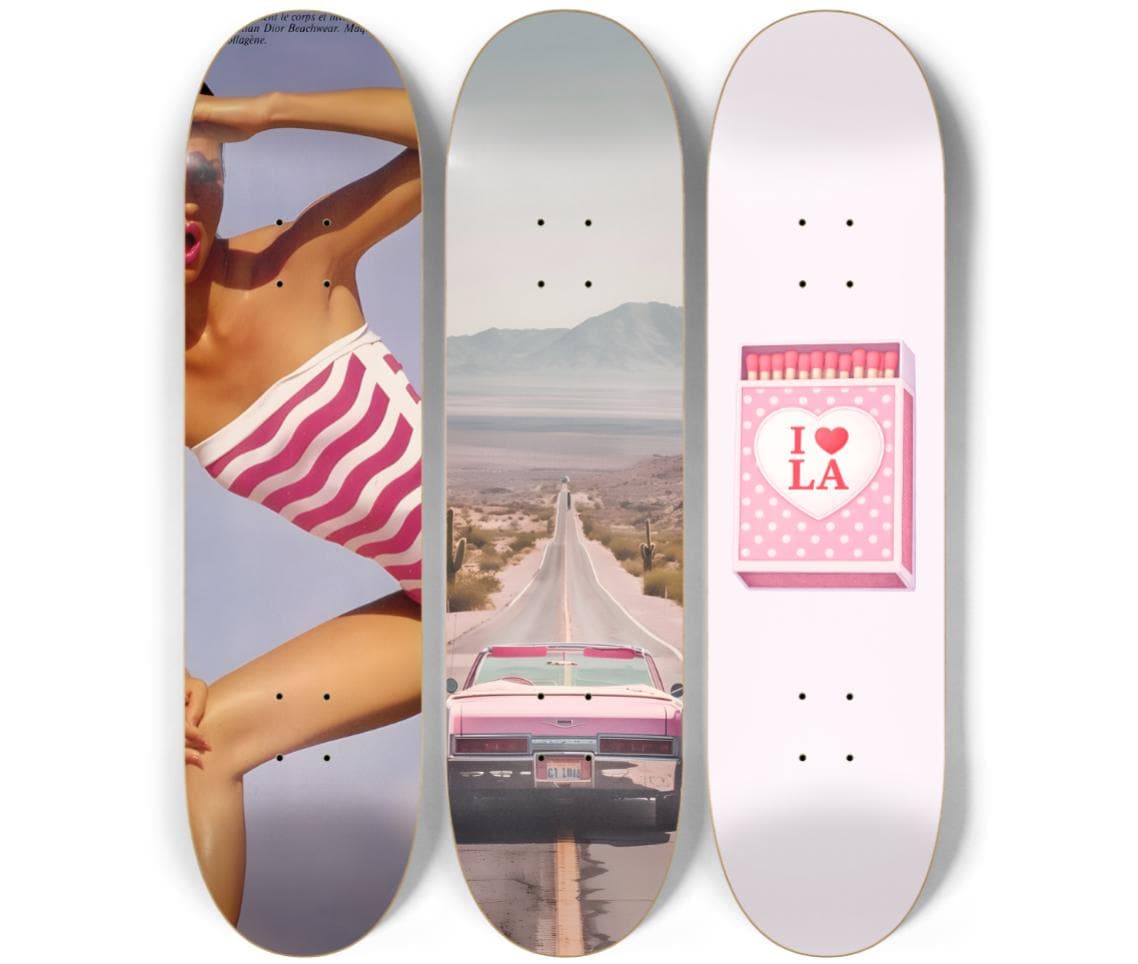 Skateboard Wall Art Set, 3-Piece Skateboard Deck Art, Coastal Room Decor, Modern Wall Art, Teen Bedroom Decor, Dorm Room, Apartment Decor