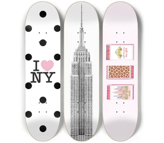 Skateboard Wall Art Set, 3-Piece Skateboard Deck Art, Aesthetic Room Decor, Modern Wall Art, Teen Bedroom Decor, Skater Gift