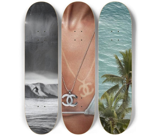 Coastal Breeze Skateboard Deck Wall Art Set