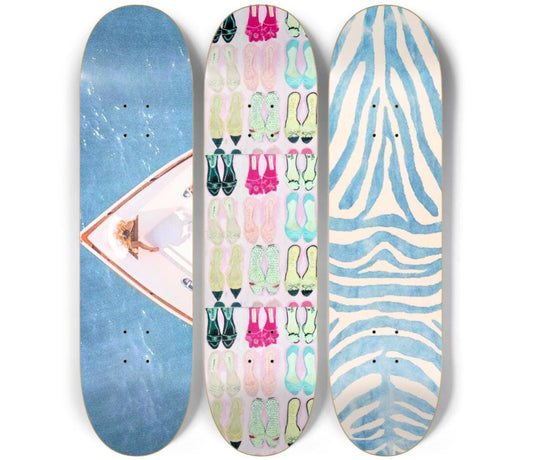 Skateboard Wall Art Set, 3-Piece Skateboard Deck Art, Aesthetic Room Decor, Modern Wall Art, Teen Bedroom Decor, Skater Gift