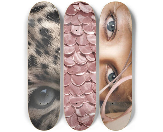 Staring Contest - Pink Skateboard Deck Wall Art Set