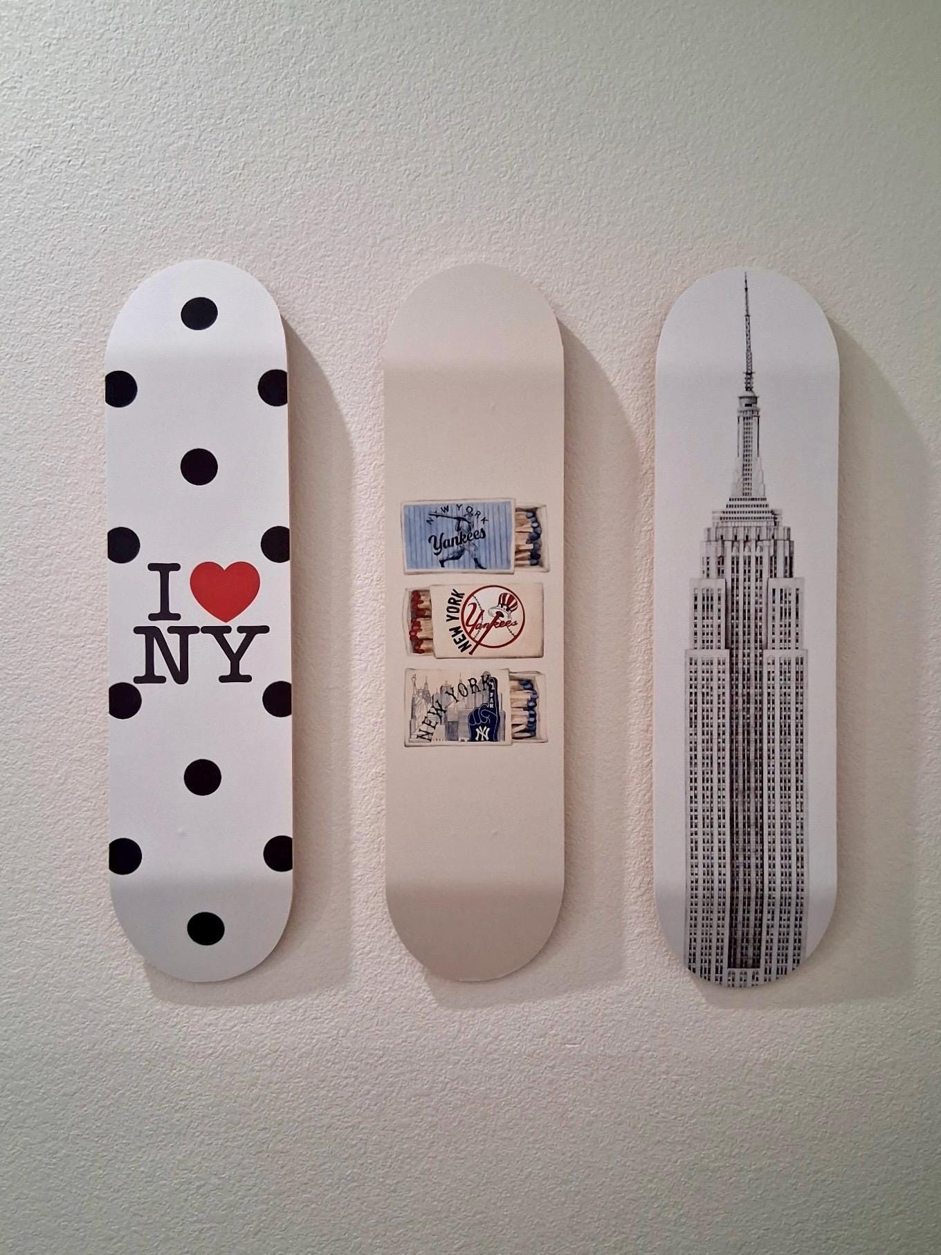 Skateboard Wall Art Set, 3-Piece Skateboard Deck Art, Aesthetic Room Decor, Modern Wall Art, Teen Bedroom Decor, Skater Gift