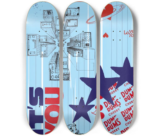 Skateboard Wall Art Set, 3-Piece Skateboard Deck Art, Coastal Room Decor, Modern Wall Art, Teen Bedroom Decor, Dorm Room, Apartment Decor