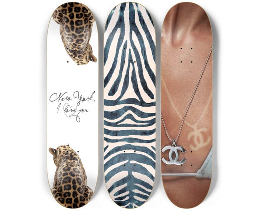 Skateboard Wall Art Set, 3-Piece Skateboard Deck Art, Coastal Room Decor, Modern Wall Art, Teen Bedroom Decor, Dorm Room, Apartment Decor