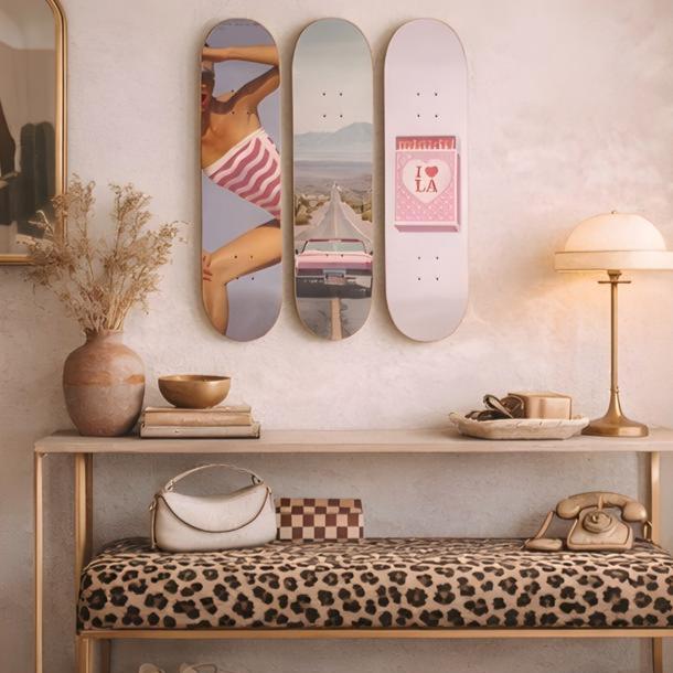 Skateboard Wall Art Set, 3-Piece Skateboard Deck Art, Coastal Room Decor, Modern Wall Art, Teen Bedroom Decor, Dorm Room, Apartment Decor