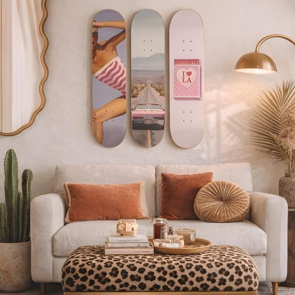 Skateboard Wall Art Set, 3-Piece Skateboard Deck Art, Coastal Room Decor, Modern Wall Art, Teen Bedroom Decor, Dorm Room, Apartment Decor