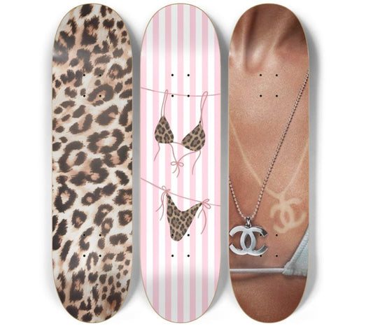 Skateboard Wall Art Set, 3-Piece Skateboard Deck Art, Aesthetic Room Decor, Modern Wall Art, Teen Bedroom Decor, Apartment Decor