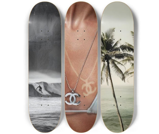 Skateboard Wall Art Set, 3-Piece Skateboard Deck Art, Aesthetic Room Decor, Modern Wall Art, Teen Bedroom Decor, Skater Gift