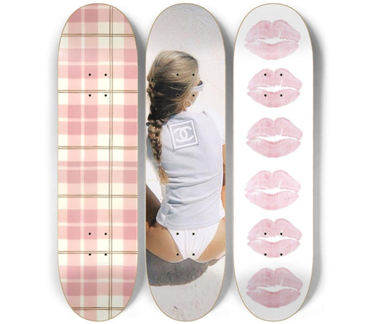 Skateboard Wall Art Set, 3-Piece Skateboard Deck Art, Aesthetic Room Decor, Modern Wall Art, Teen Bedroom Decor, Dorm Room, Apartment Decor